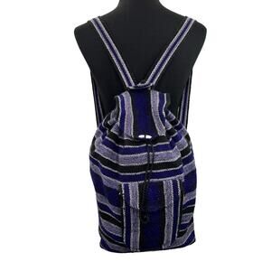 Pinzon Baja Backpack Purple Black Woven Blanket Hippie Boho Beach Surfer Skater